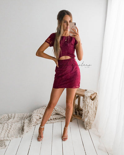 Shay Lace Dress - Berry