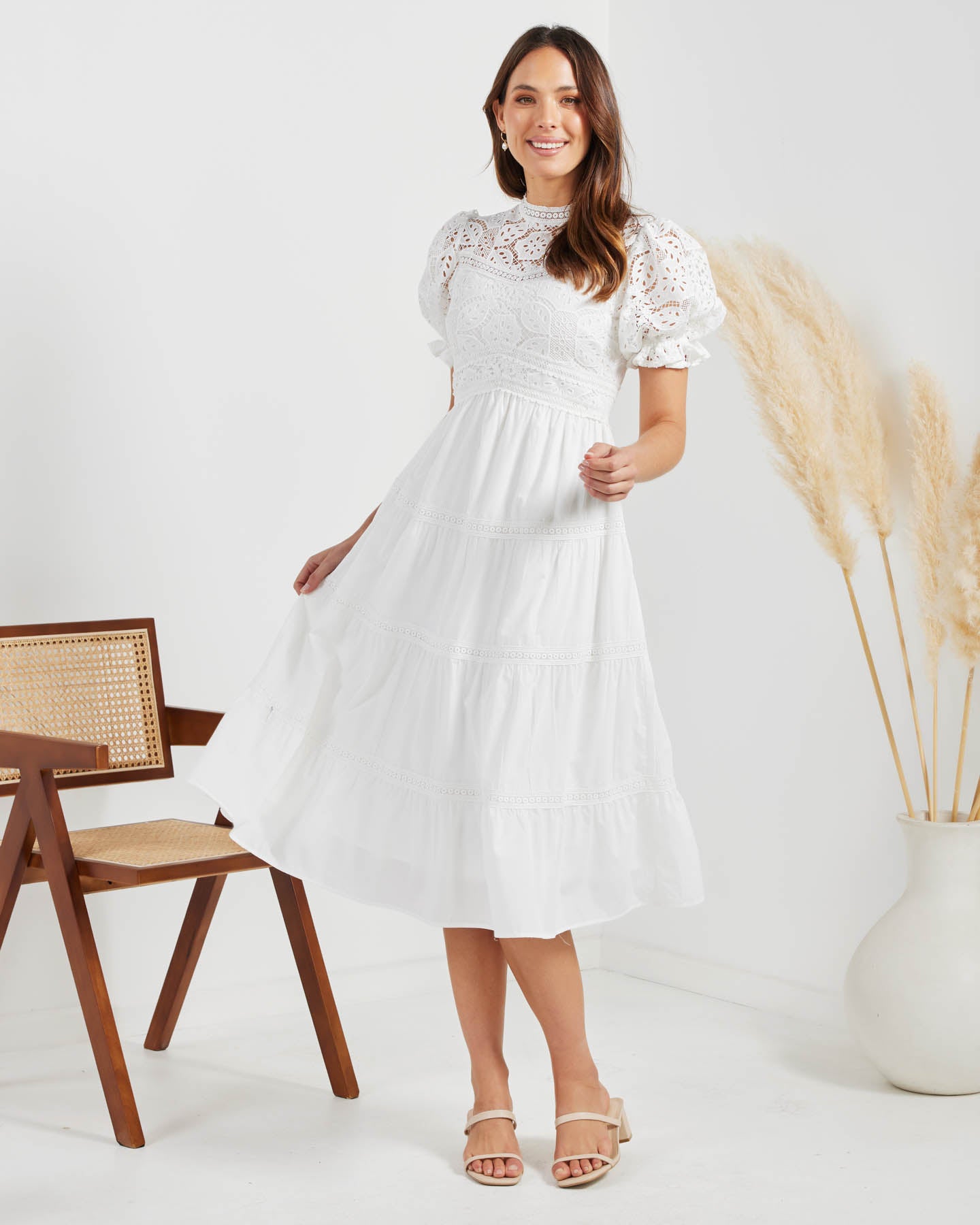 Zara SS22 Long Dress With Cutwork Embroidery 100% Cotton White XS S M L  BNWT | eBay